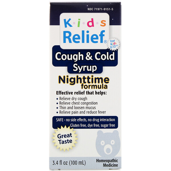 Homeolab USA, Kids Relief, Cough & Cold Syrup, Nighttime Formula, For