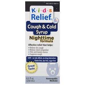 Homeolab USA, Kids Relief, Cough & Cold, Nighttime Formula, 8.5 fl oz (250 ml)