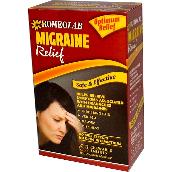 Homeolab USA, Помощь при мигрени 63 жевательных таблеток (Discontinued Item) 