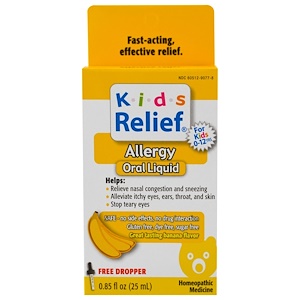 Homeolab USA, Облегчение аллергии у детей старше 2 лет. Банановый вкус 0.85 жидких унции (25 мл)