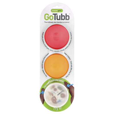 Humangear, Envases GoTubb®, Transparentes, Naranja, Rojo, Paquete de 3