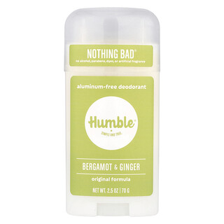 Humble Brands, Desodorante sin aluminio, Bergamota y jengibre, 70 g (2,5 oz)