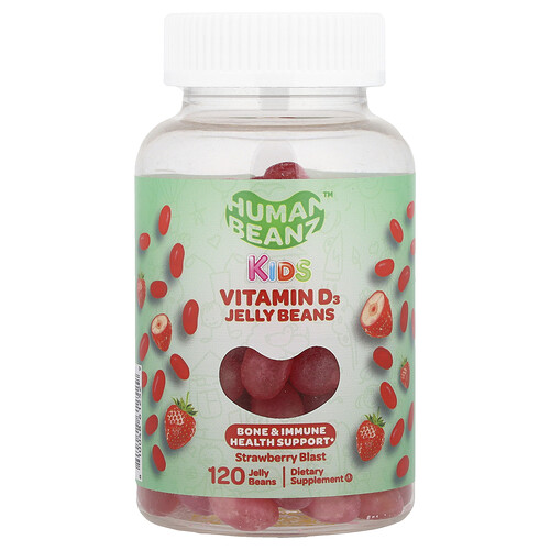 Human Beanz, Kids, Vitamin D3 Jelly Beans, Strawberry Blast, 120 Jelly Beans (12.5 mcg per Jelly Bean)