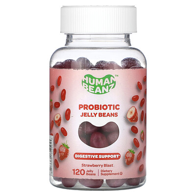 Product Image for Human Beanz, Probiotic Jelly Beans, Strawberry Blast, 120 Jelly Beans (0.5 Billion CFU per Jelly Bean)