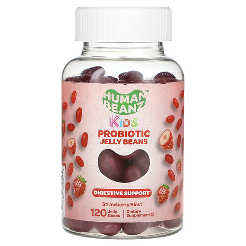 Human Beanz Kids, Probiotic Jelly Beans, Strawberry Blast, 120 Jelly Beans (0.5 Billion CFU per Jelly Bean)