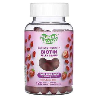 Human Beanz, Jujubas de Biotina, Explosão de Morango, 120 Jujubas (2.500 mcg por Jujuba)
