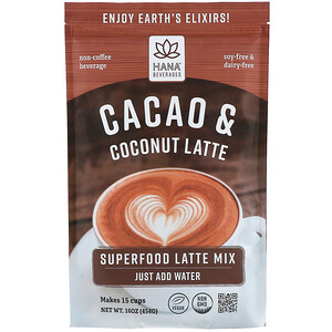 Отзывы о Hana Beverages, Cacao & Coconut Latte, Non-Coffee Superfood Beverage, 16 oz (454 g)