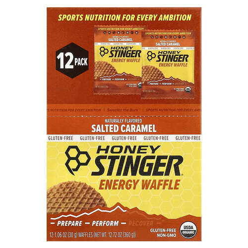 Honey Stinger Energy Waffle, Salted Caramel, 12 Waffles, 1.06 oz (30 g) Each