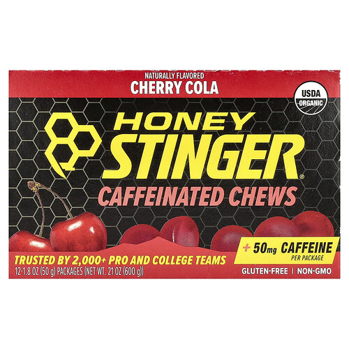 Honey Stinger, Caffeinated Chews, Cherry Cola, 12 Packets, 1.8 oz (50 g) Each