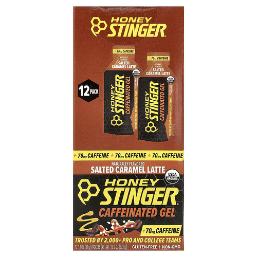 Honey Stinger, Caffeinated Gel, Salted Caramel Lattee, 12 Packets, 1.1 oz (31 g) Each