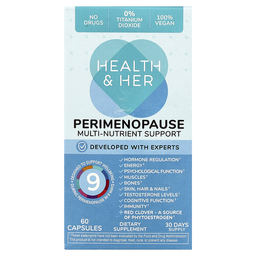 Health and Her, Perimenopaus, mitmetoitaineline tugi, 60 kapslit