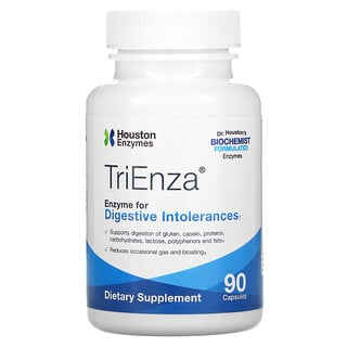 Houston Enzymes, TriEnza, Enzima para Intolerâncias Digestivas, 90 Cápsulas