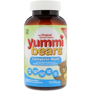 Hero Nutritional Products, Yummi Bears، فيتامينات متعددة كاملة، نكهات البرتقال والأناناس والفراولة، 200 قطعة.