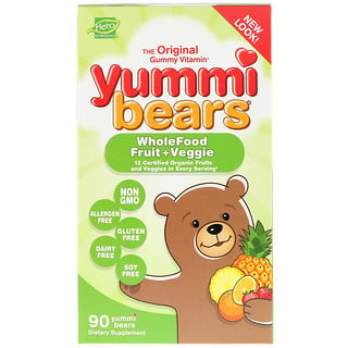 Hero Nutritional Products, Yummi Bears, 유기농 과일 + 채소, 구미젤리 90개입