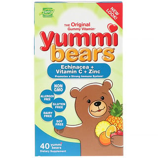 Hero Nutritional Products, Yummi Bears, эхинацея + витамин С + цинк, 40 жевательных мишек