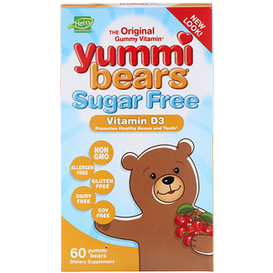 Хиро Нутришнэл Продуктс, Yummi Bears, Vitamin D3, Sugar Free, Natural Cherry Flavor, 60 Gummy Bears отзывы покупателей