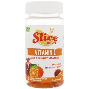 Hero Nutritional Products, Slice of Life, Adult Gummy Vitamins, Vitamin C, All Natural Orange Flavor, 60 Gummies