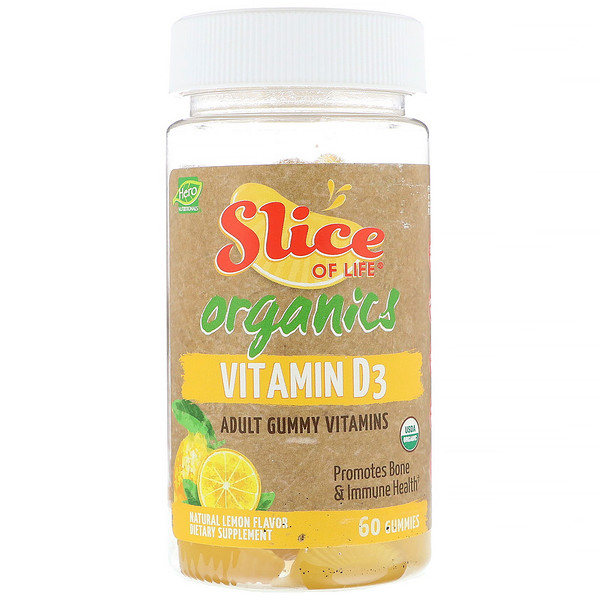 Hero Nutritional Products, Slice of Life Organics, Adult Gummy Vitamins, Vitamin D3, Natural
