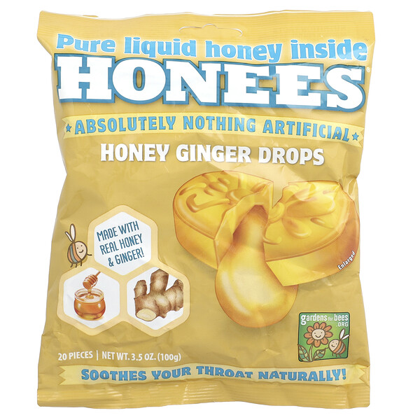 Honees Honey Ginger Drops, 20 Pieces, 3.5 oz (100 g)