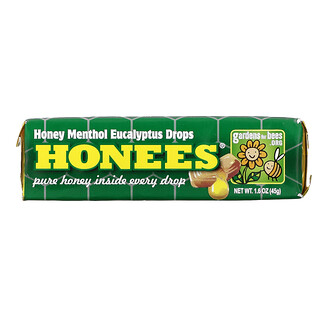 Honees, قطع حلوى بالعسل والمينثول والأوكالبتوس، 9 قطرات بحجم 1.6 أونصة (45 جم)