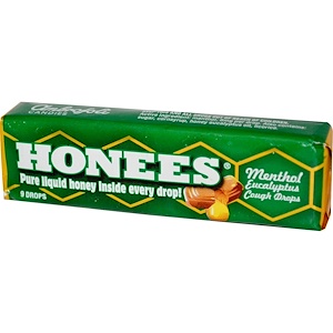 Купить Honees, Монпасье от кашля с ментолом и эвкалиптом, 9 леденцов-монпасье  на IHerb