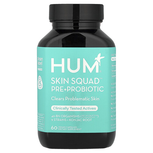 HUM Nutrition, Skin Squad™ Pre + Probiotic, 60 Vegan Capsules