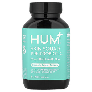 HUM Nutrition, Skin Squad™ Pre + Probiotika, 60 veganska kapslar