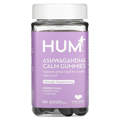 Hum Nutrition Ashwagandha Calm Gummies, Mixed Berry, 60 Vegan Gummies