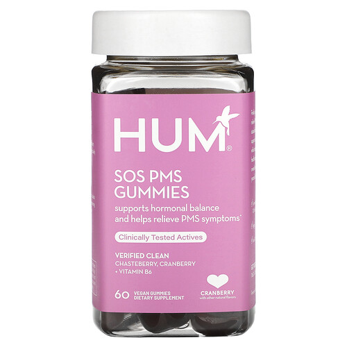HUM Nutrition, SOS PMS Fruchtgummis, Cranberry, 60 vegane Fruchtgummis
