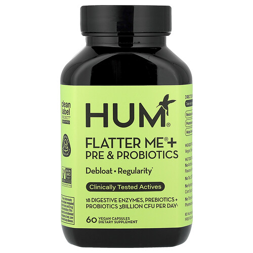 HUM Nutrition, Flatter Me® + Pre & Probiotics, Prämien und Probiotika, 60 vegane Kapseln