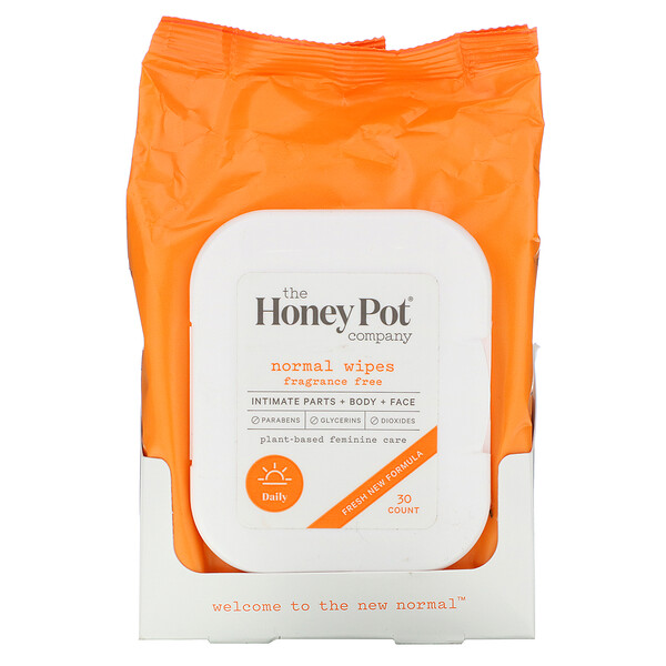 The Honey Pot Company‏, Normal Wipes, Fragrance Free, 30 Count