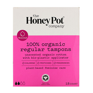 Отзывы о The Honey Pot Company, 100% Organic Regular Tampons, 18 Count