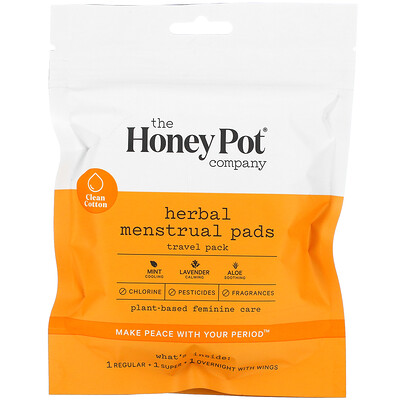 The Honey Pot Company Herbal Menstrual Pads, Travel Pack, 3 Count