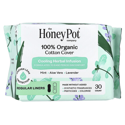 The Honey Pot Company, 100% biologische katoenen hoes, verkoelende kruidenthee, normale voering, 30 stuks