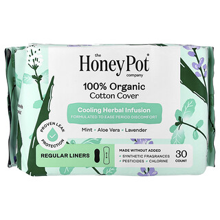 The Honey Pot Company, Rivestimento in 100% cotone biologico, infuso rinfrescante a base di erbe, fodere standard, 30 pezzi