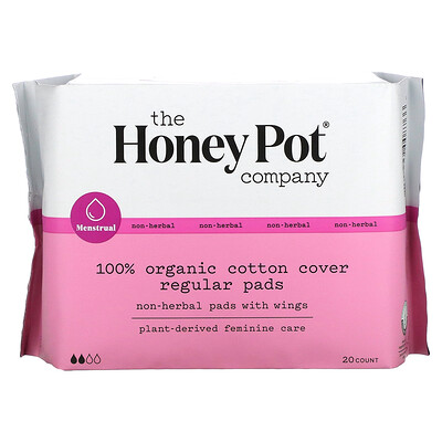 The Honey Pot Company Regular, органические прокладки с крылышками, не на травяной основе, 20шт.