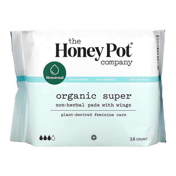 Non-Herbal Pads With Wings, Organic Super, 16 Count