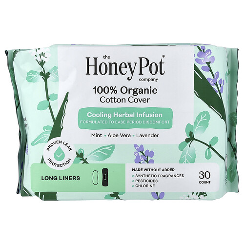 The Honey Pot Company, 100% Organic Cotton Cover, Long Liners, 30 Count