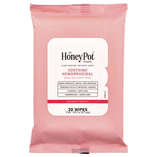The Honey Pot Company, Toallitas calmantes para las hemorroides, Máxima concentración, 20 toallitas