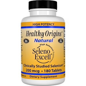 Healthy Origins, Seleno Excell, 200 мгк, 180 таблеток инструкция, применение, состав, противопоказания