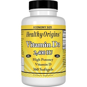 Купить Healthy Origins, Витамин D3, 2400 МЕ, 360 капсул  на IHerb