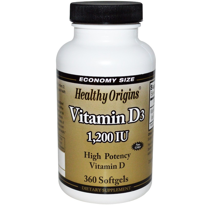 Healthy Origins, Vitamin D3, 1,200 IU, 360 Softgels iHerb