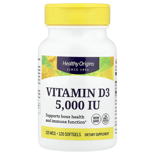 Healthy Origins, Vitamin D3, 125 mcg (5,000 IU), 120 Softgels