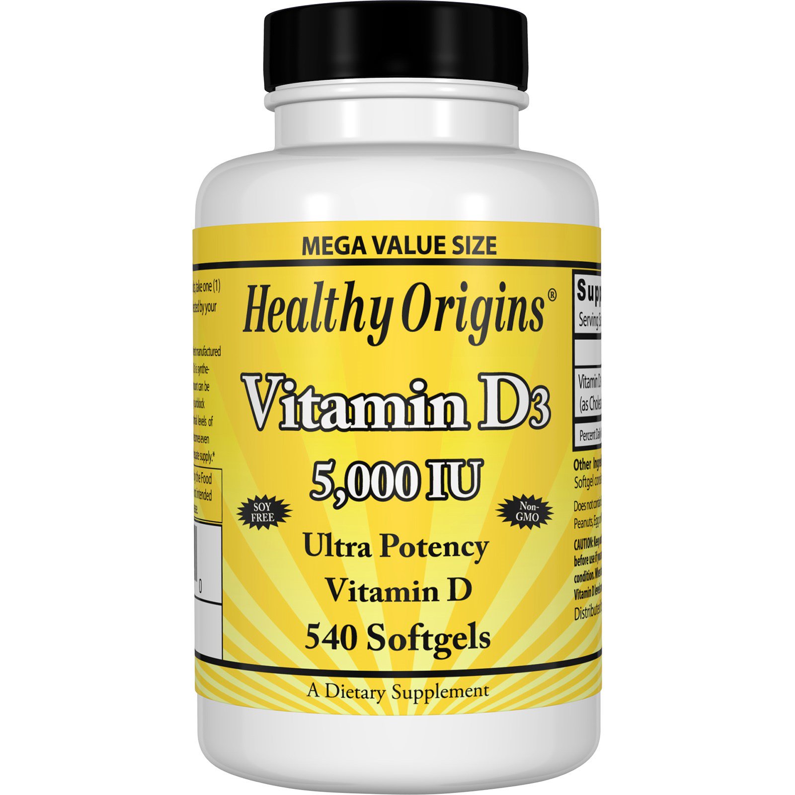 Healthy Origins, Витамин D3, 5000 МЕ, 540 желатиновых капсул
