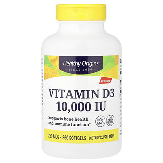 Healthy Origins, Vitamin D3, 250 mcg (10,000 IU), 360 Capsules