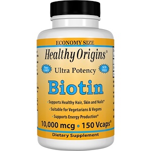 Healthy Origins, Biotin, High Potency, 10000 mcg, 150 Vcaps