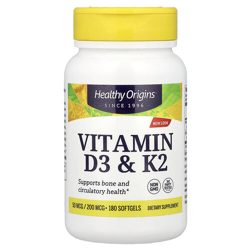 Healthy Origins Vitamin D3 & K2 | 180 Soft Gels