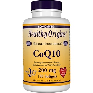 Купить Healthy Origins, Коэнзим Q10 (Kaneka Q10), 200 мг, 150 капсул  на IHerb