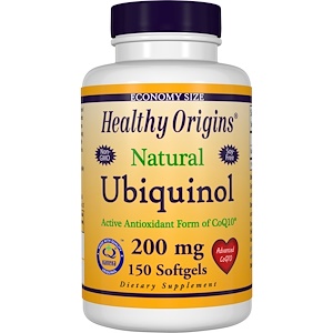 Healthy Origins, Ubiquinol ( Kaneka QH ), коэнзим Q10 без СОИ и ГМО, 200 мг, 150 капсул