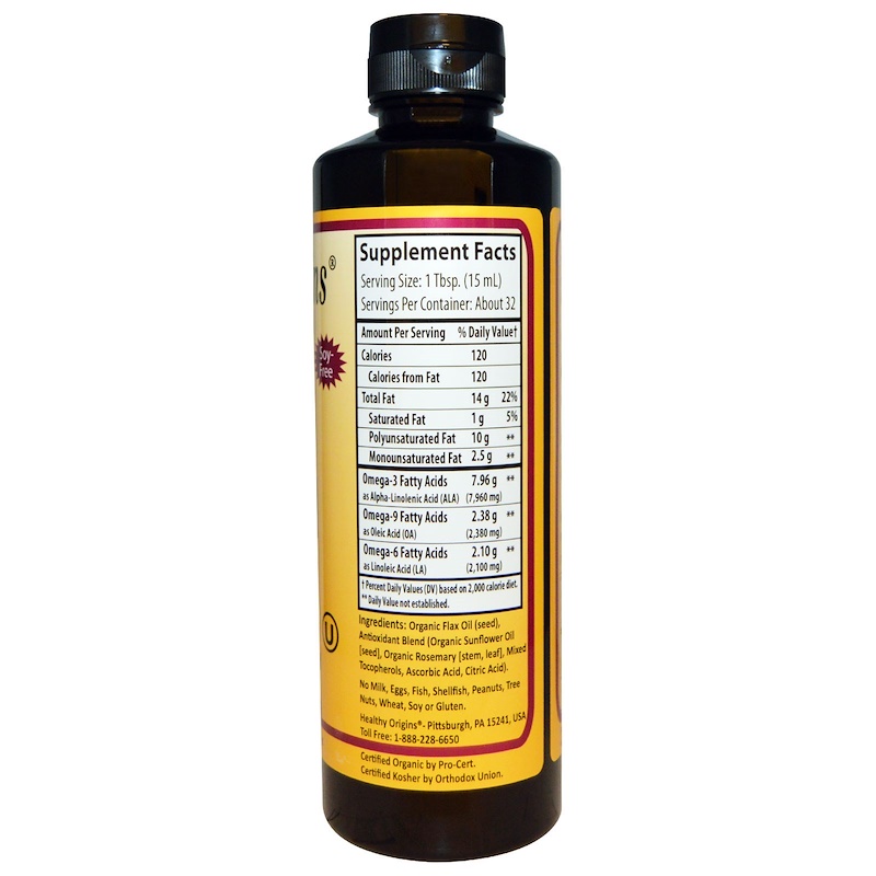 Healthy Origins, Ultra Omega, Organic Flax Oil, 16 fl oz (473 ml